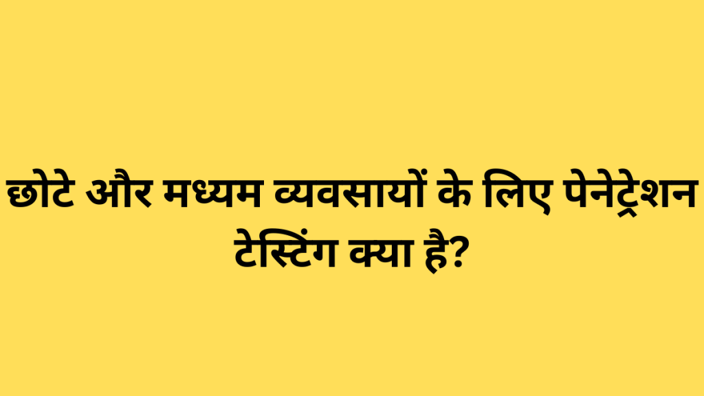 छोटे और मध्यम व्यवसायों के लिए पेनेट्रेशन टेस्टिंग क्या है?